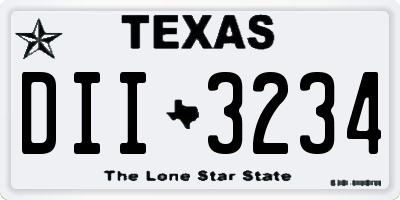 TX license plate DII3234