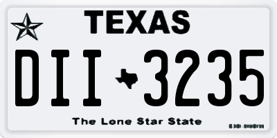 TX license plate DII3235