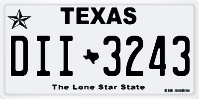 TX license plate DII3243