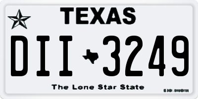 TX license plate DII3249