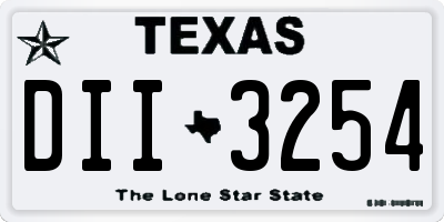 TX license plate DII3254