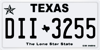 TX license plate DII3255