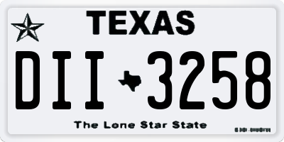 TX license plate DII3258