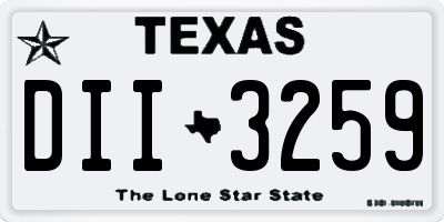 TX license plate DII3259