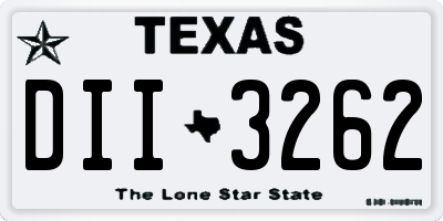 TX license plate DII3262