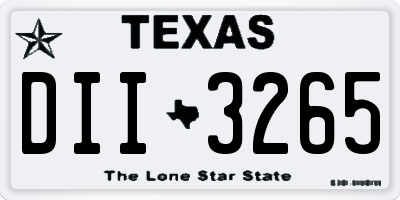 TX license plate DII3265