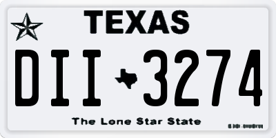 TX license plate DII3274