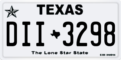 TX license plate DII3298