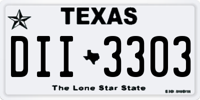 TX license plate DII3303