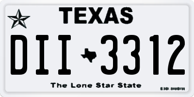 TX license plate DII3312