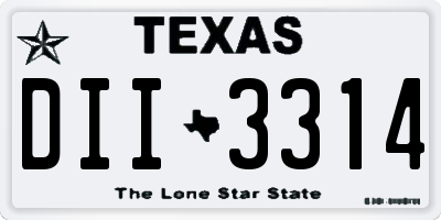 TX license plate DII3314