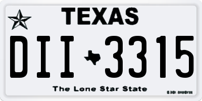 TX license plate DII3315