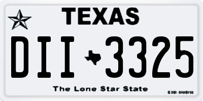 TX license plate DII3325
