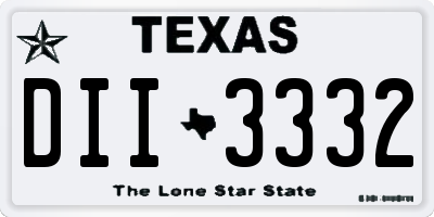 TX license plate DII3332