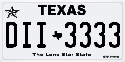 TX license plate DII3333