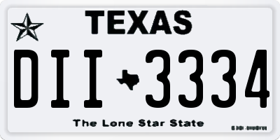 TX license plate DII3334