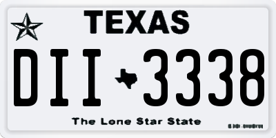 TX license plate DII3338