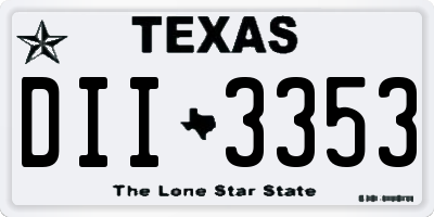 TX license plate DII3353