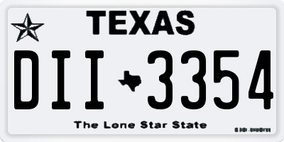 TX license plate DII3354