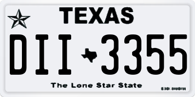 TX license plate DII3355