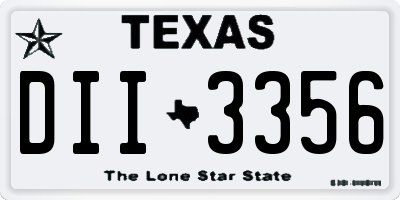 TX license plate DII3356