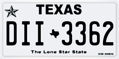 TX license plate DII3362