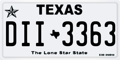 TX license plate DII3363