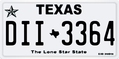 TX license plate DII3364