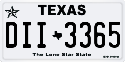 TX license plate DII3365