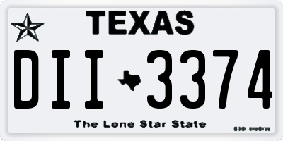 TX license plate DII3374