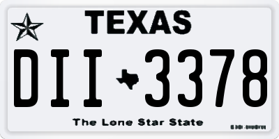 TX license plate DII3378