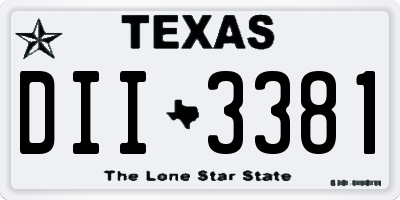 TX license plate DII3381
