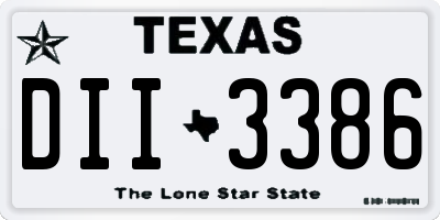 TX license plate DII3386