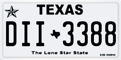 TX license plate DII3388