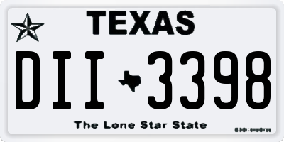 TX license plate DII3398