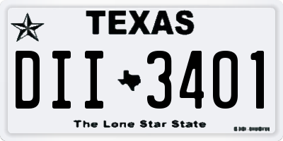 TX license plate DII3401