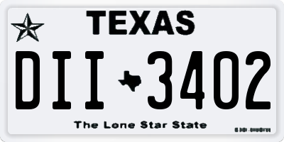 TX license plate DII3402