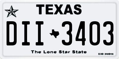 TX license plate DII3403