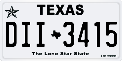 TX license plate DII3415