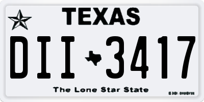 TX license plate DII3417