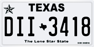 TX license plate DII3418