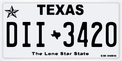 TX license plate DII3420