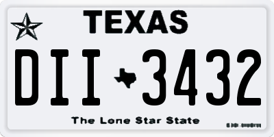 TX license plate DII3432