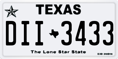 TX license plate DII3433