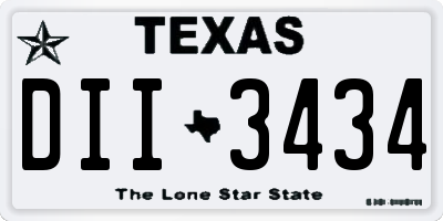 TX license plate DII3434