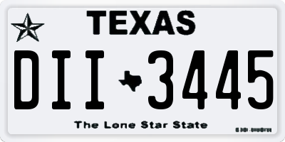 TX license plate DII3445