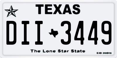 TX license plate DII3449