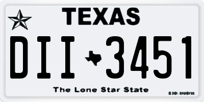 TX license plate DII3451