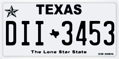 TX license plate DII3453