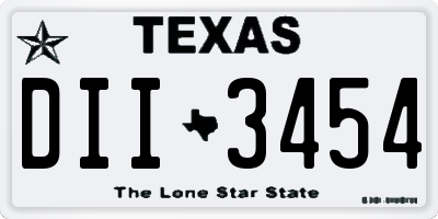 TX license plate DII3454